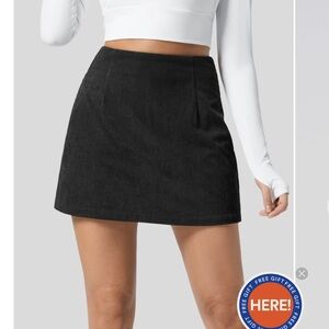 Halara High Waisted Invisible Zipper 2-in-1 A Line Mini Corduroy Casual Skirt